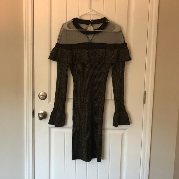 High neck black and gold semi-formal dress - Picture 2 of 2